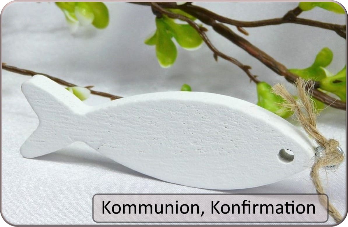 Für Ihre Kommunion, Konfirmation, Firmung - Giveaways, Gastgeschenke, Tischbänder, Girlanden, Servietten, Kerzen, Kerzendeko, Figuren und Streudeko